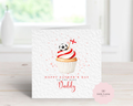 Personalised Football Cupcake Card - England Flag & Football Design - Custom Name & Relation - Luxury 6" Square Card for Dad, Grandad, Son - Perfect for Father's Day or Birthdays