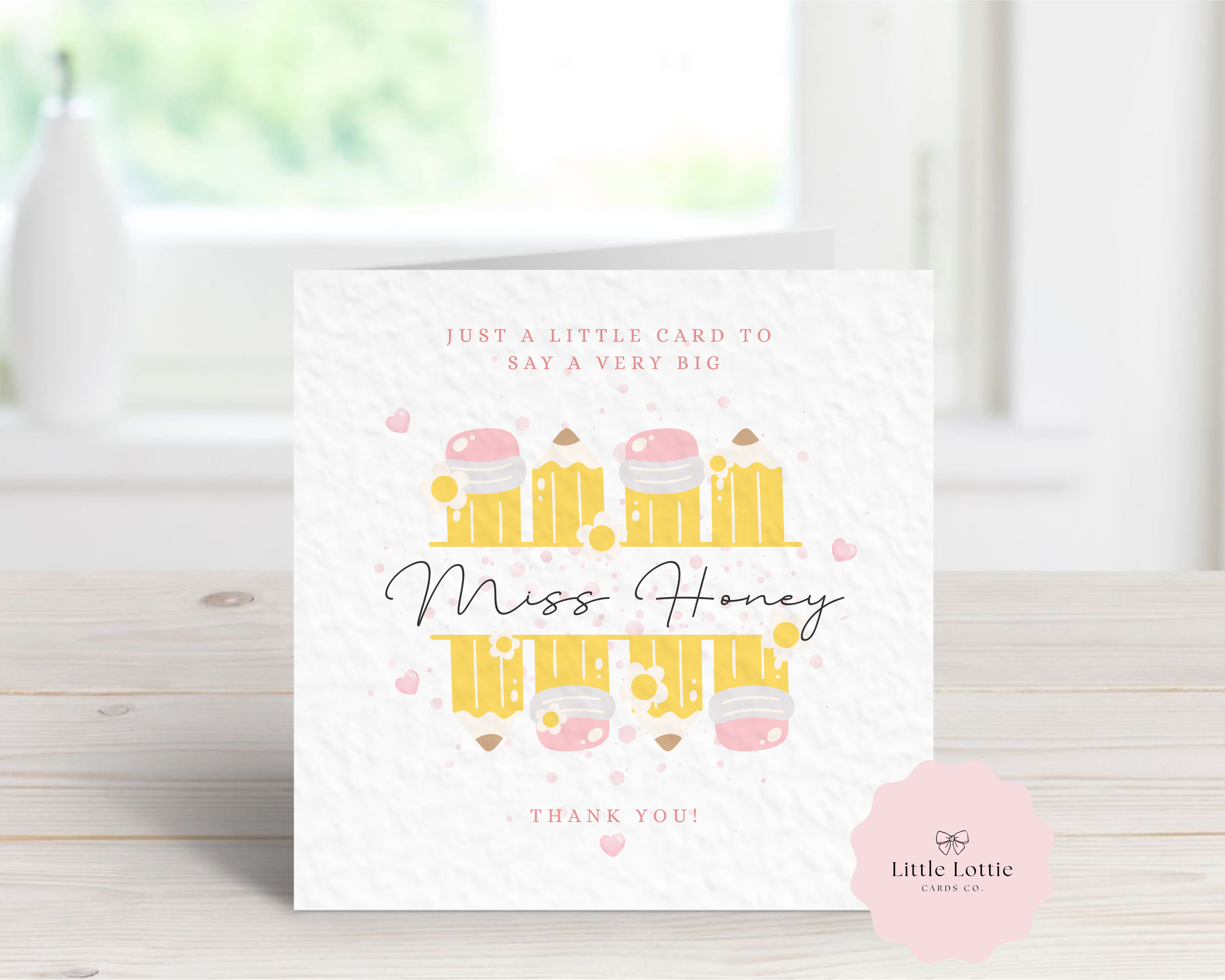 Personalised Teacher Thank You Card - Pastel Pencil Row Design