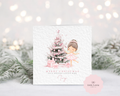 Personalised Christmas Card  - Cute Fairy & Pink Christmas Tree Illustration