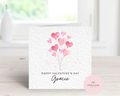 Personalised Valentine's Day Card - Any Name - Luxury Pink Watercolor Heart Balloon Illustration - Custom "Happy Valentine's Day" or Birthday Card - Large 6" Square