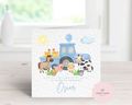 Personalised Blue Farm Tractor Birthday Card - Any Age & Name - Cute Watercolor Farm Animals Illustration - Custom Birthday Card for Son, Grandson, Nephew - Large 6" Square