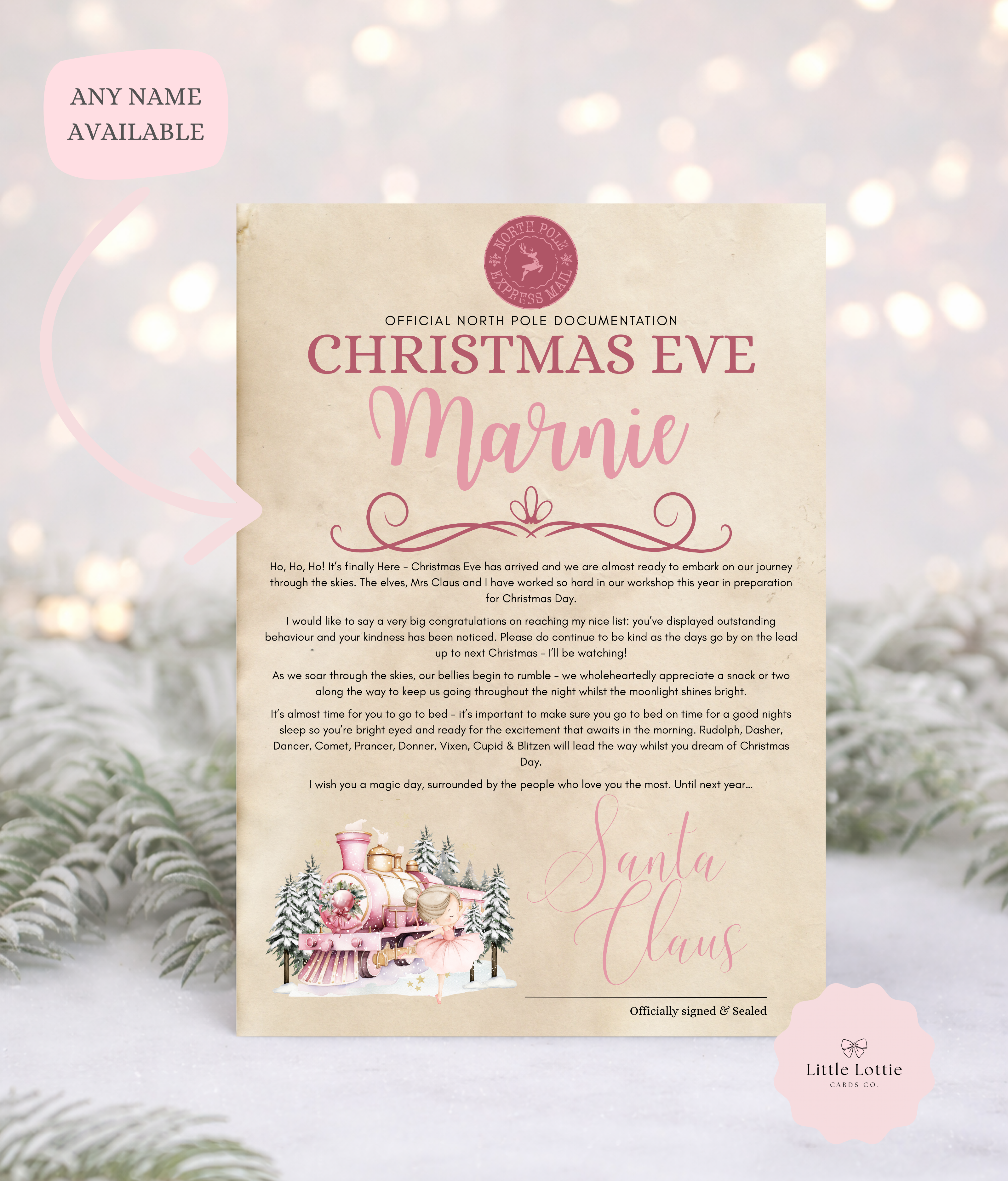 Personalised A4 Santa Letter - Winter Wonderland Train Design