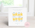 Personalised Teacher Thank You Card - Blue & Yellow Pencil Row Design