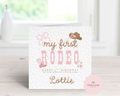 Personalised "My First Rodeo" Birthday Card - Any Name & Relation - Pink Western Cowgirl Theme with Boots and Hat - Custom 1st Birthday Card for Her - Large 6" Square