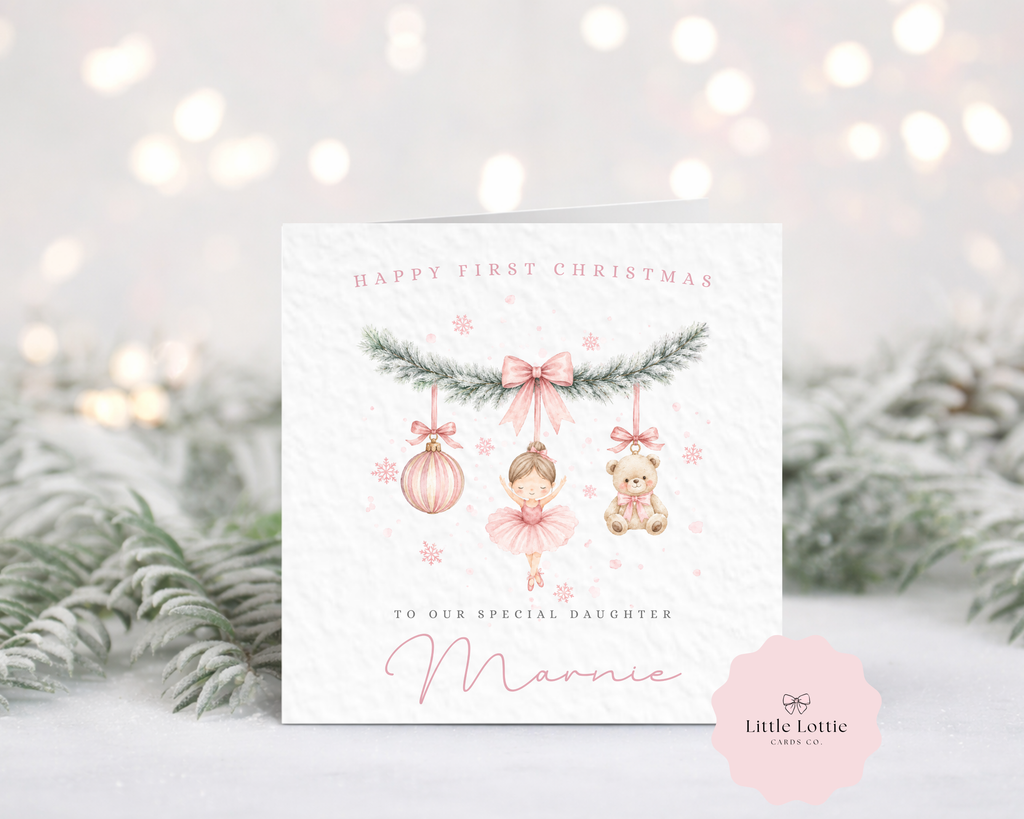 Personalised Christmas Card - Pink Initial Fairy & Deer Character (Copy)