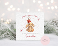 Personalised Christmas Bunny Card - Luxury Watercolour Rabbit in Santa Hat Illustration