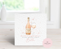 Personalised La Vieille Ferme Rosé Birthday Card - Watercolor Chicken Wine Bottle & Glass Design - Custom Name & Relation - Luxury 6" Square Card for Her, Cousin, Bestie