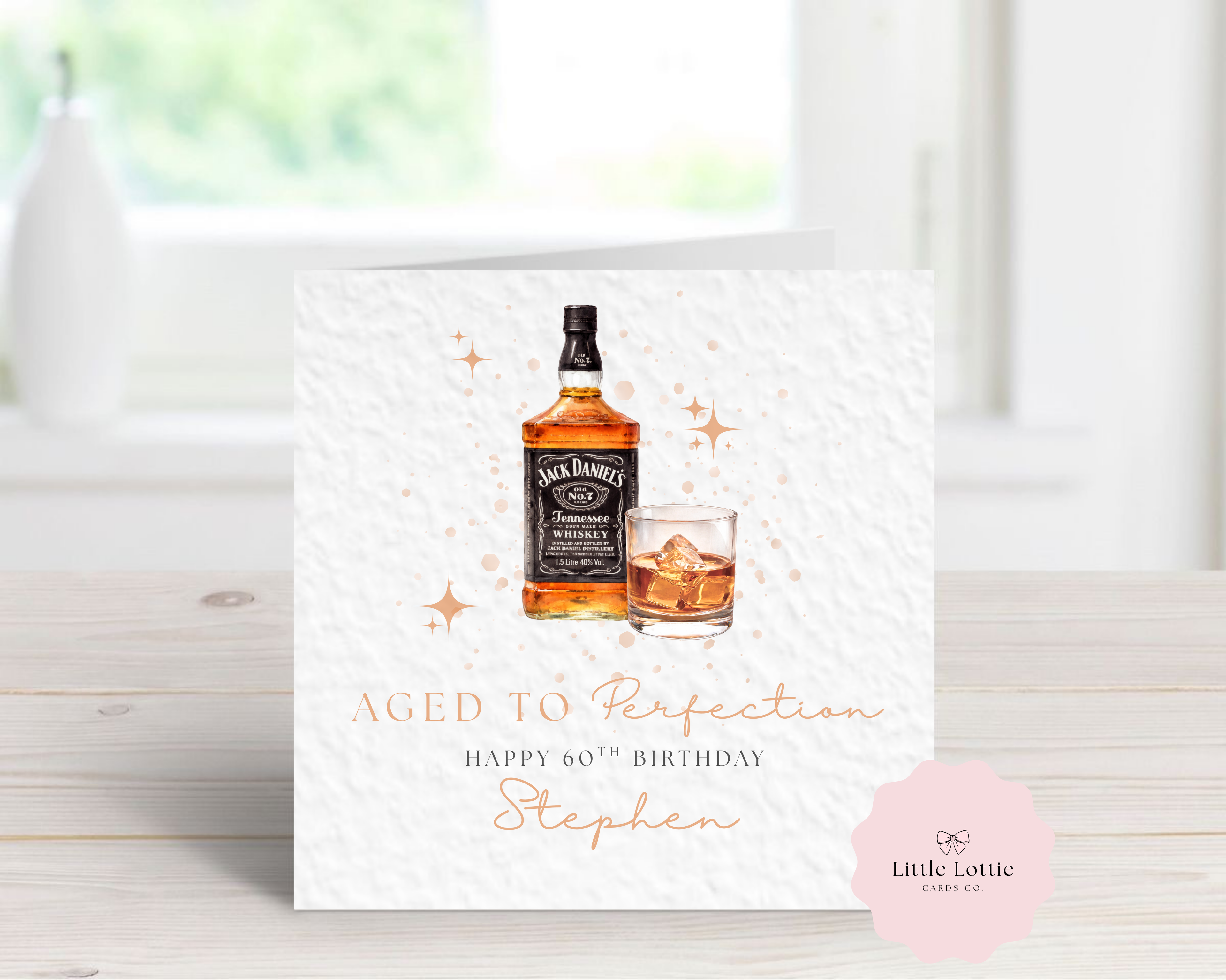 Personalised 60th Birthday Card - Jack Daniel’s Whiskey Design - "Aged to Perfection"