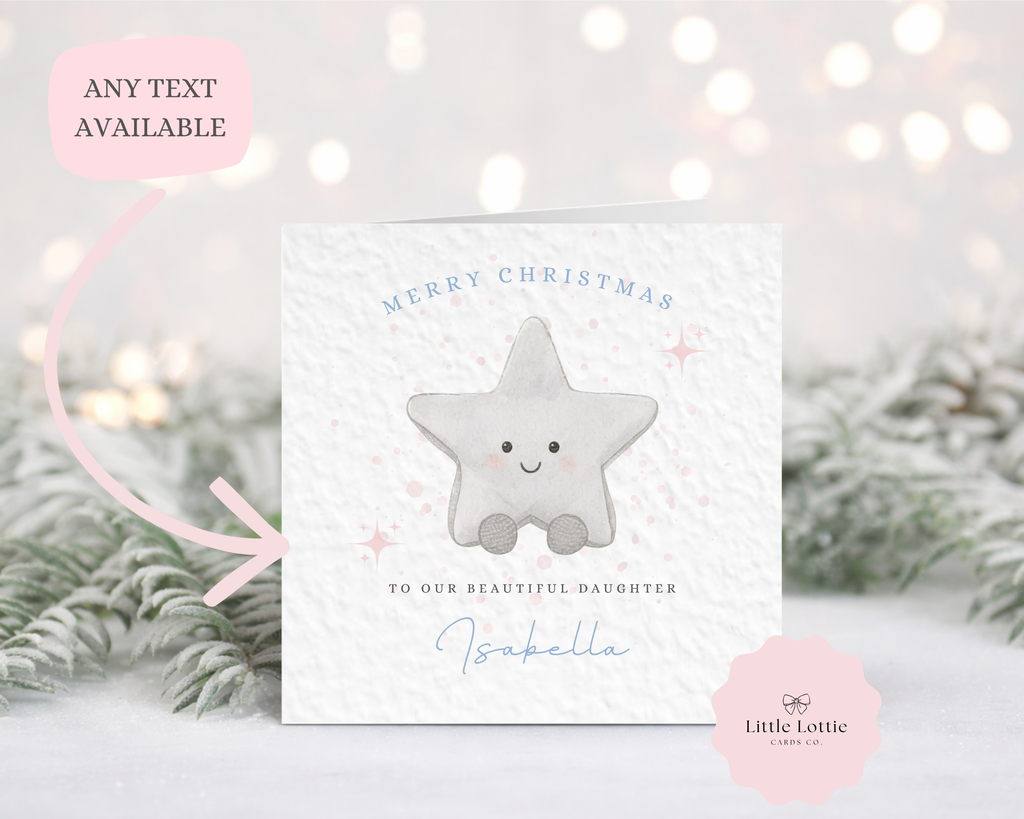 Personalised Christmas Card - Cute Star Character Illustration