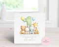 Personalised Boy's 1st Birthday Card - Watercolour Jungle & Woodland Animals Design