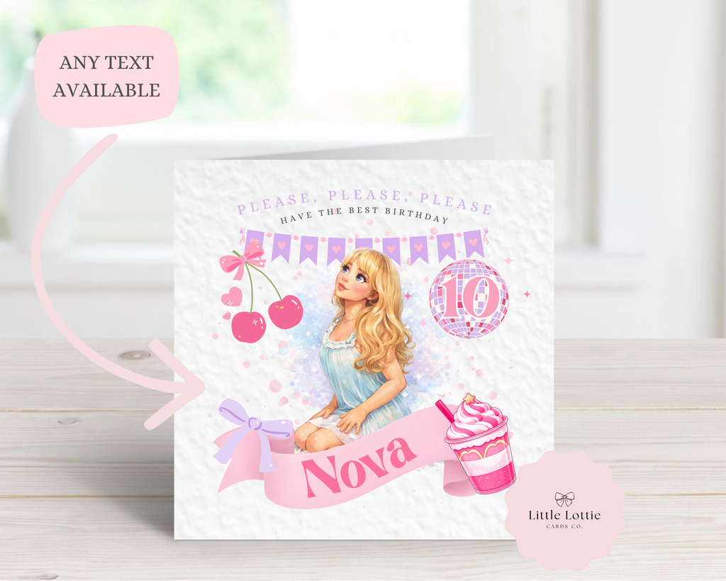 Personalised Birthday Card - Sabrina Carpenter "Please Please Please" Pop Star Inspired