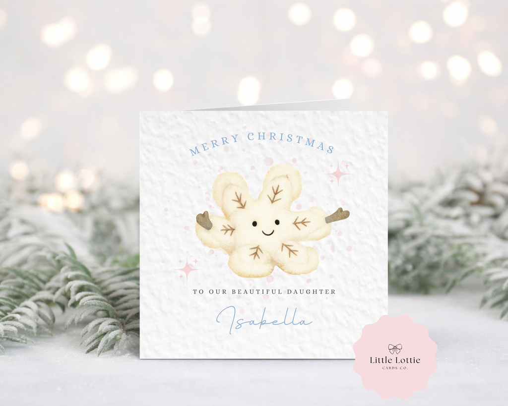 Personalised Christmas Card - Cute Snowflake Character Illustration