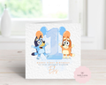 Personalised Bluey & Bingo Birthday Card - Blue Version