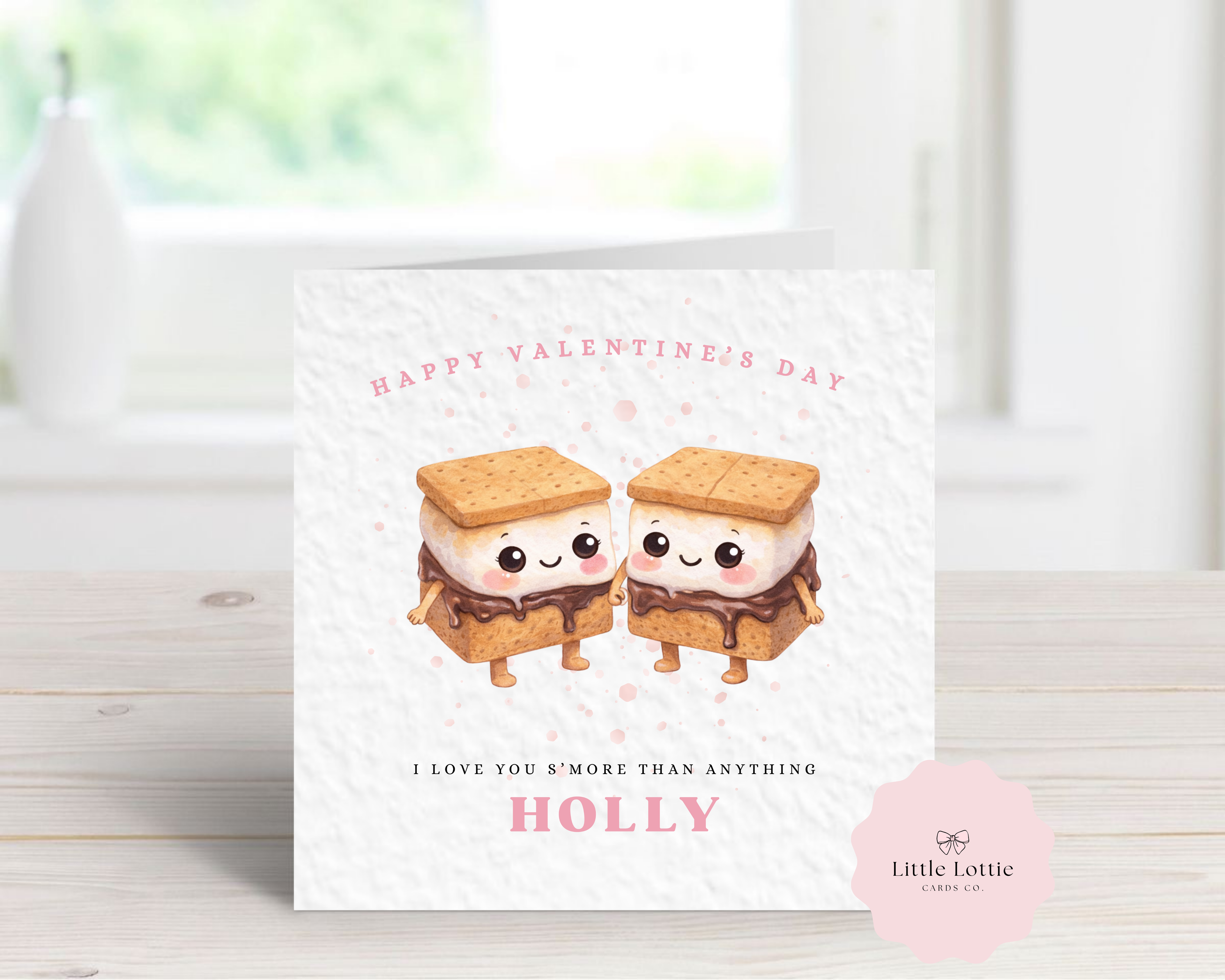 Personalised Valentine’s Day Card - I Love You S’more Than Anything - Cute S'mores Illustration - Custom Card for Girlfriend, Wife or Boyfriend