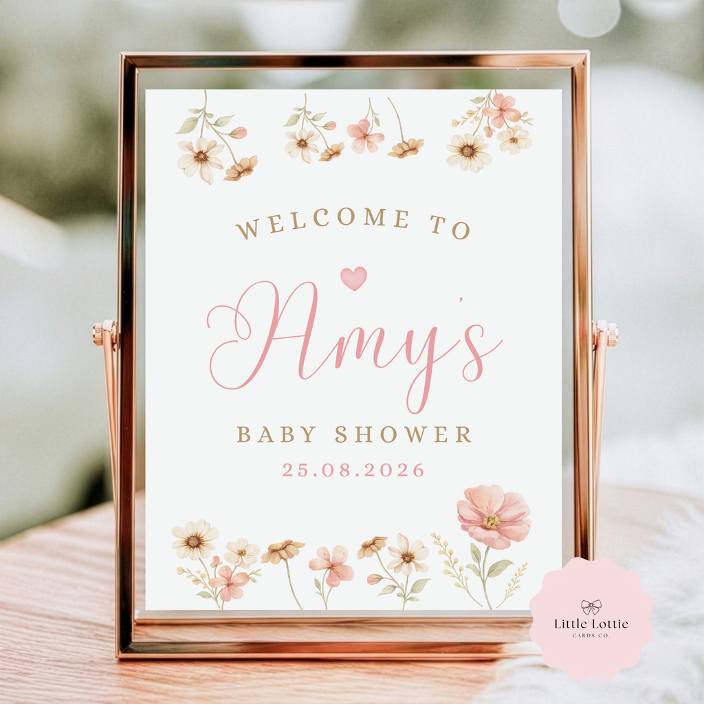 Baby in Bloom Welcome Sign - Personalised Floral Baby Shower Decor