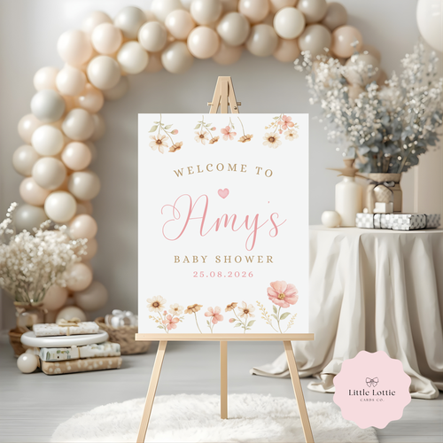 Baby in Bloom Welcome Sign - Personalised Floral Baby Shower Decor