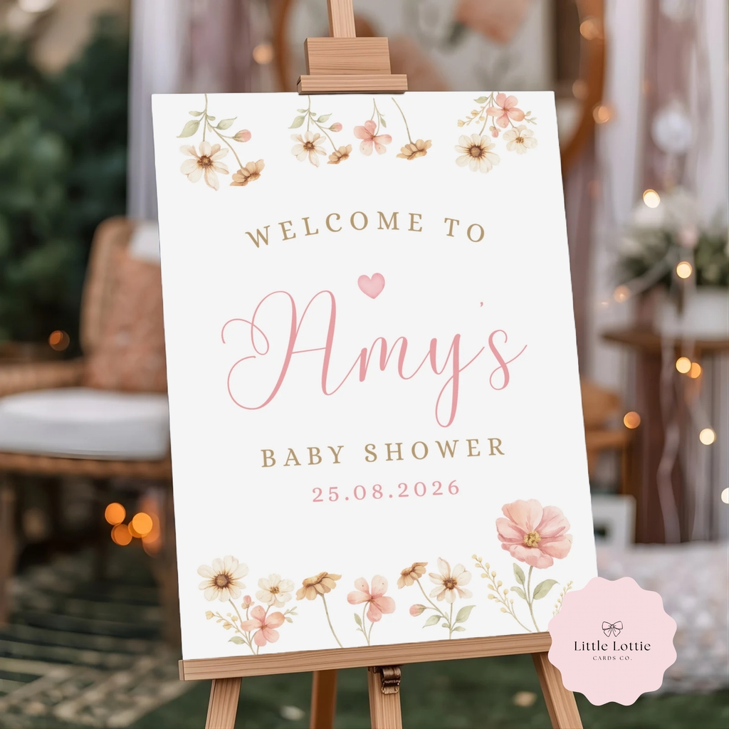Baby in Bloom Welcome Sign - Personalised Floral Baby Shower Decor