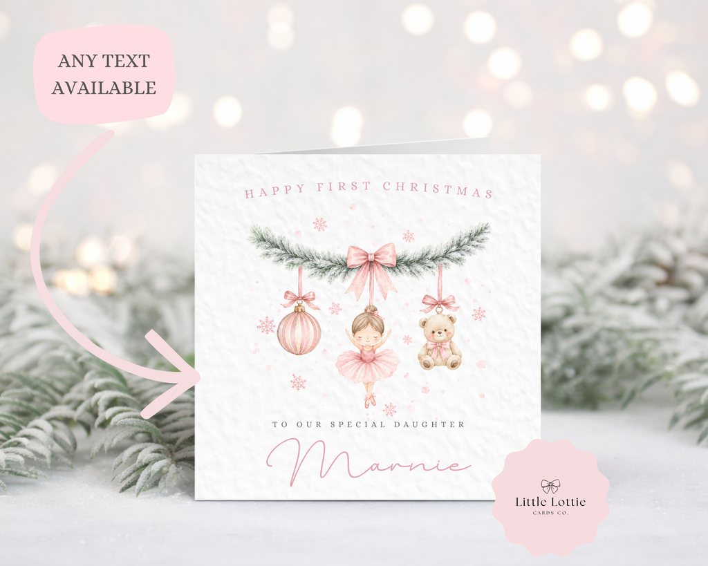 Personalised Christmas Card - Pink Initial Fairy & Deer Character (Copy)