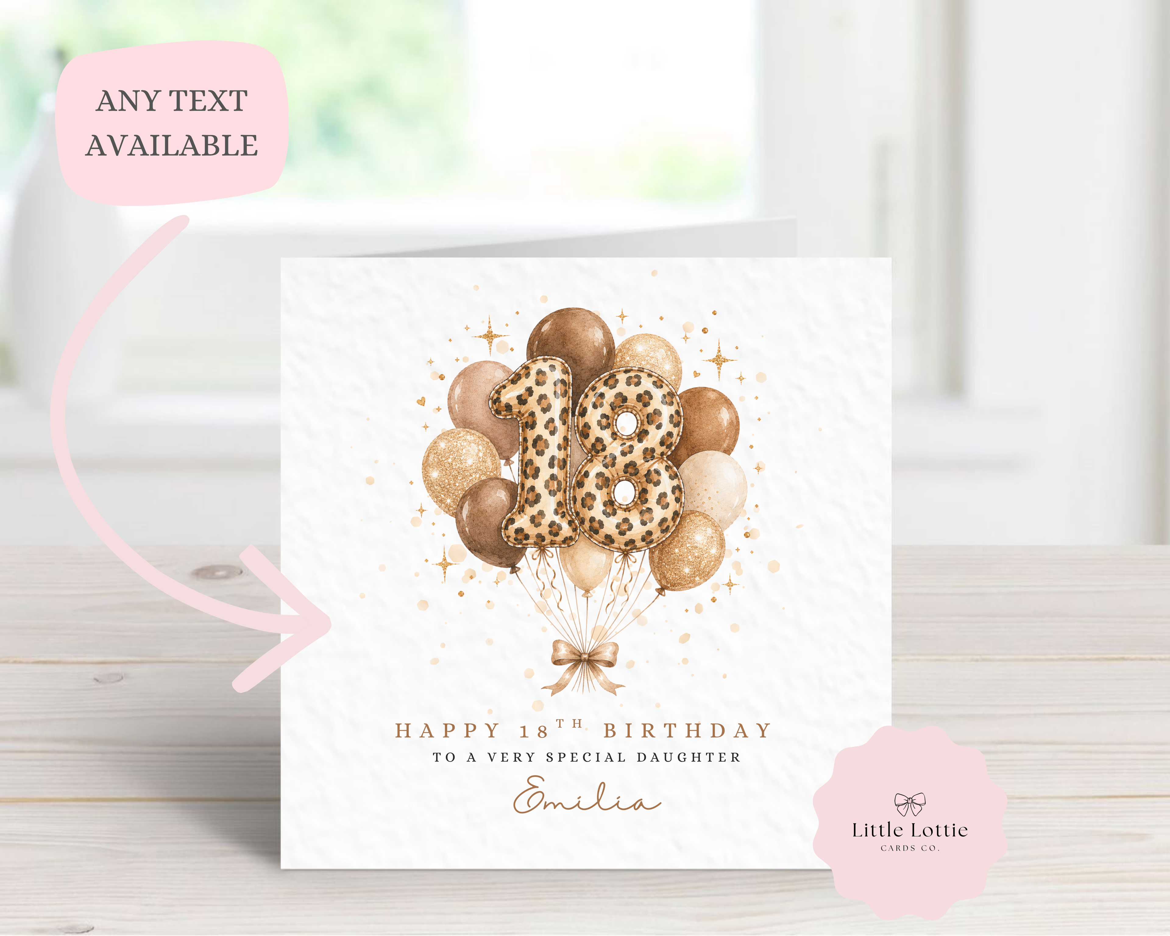 Personalised Birthday Card - Any Age - Leopard Print Balloons