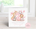 Personalised 2nd Birthday Card Girl | Cute Safari Animals