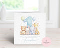 Personalised Boy's 1st Birthday Card - Watercolor Jungle & Woodland Animals Design - Large Blue Number 1 - Custom Name & Relation - Luxury 6" Square Card for Son, Grandson