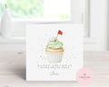 Personalised Golf Birthday Card - Any Name & Relation - Cute Watercolor Golf Cupcake with Ball & Flag Illustration - Custom Card for Uncle, Dad, Grandad - Large 6" Square